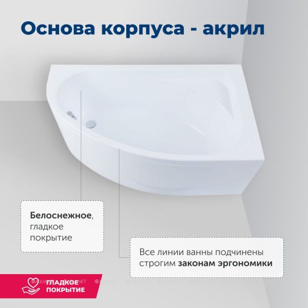 Акриловая ванна Aquanet Mia 310256 140x80 см правая с каркасом и фронтальной панелью
