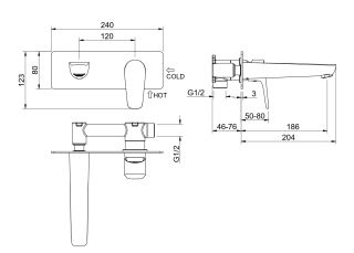 Смеситель встраиваемый для раковины Aquatek Бетта AQ1113BGM шлифованный чёрный хром