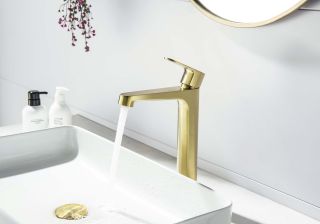 Смеситель для раковины Aquatek Оберон AQ1204BG шлифованное золото