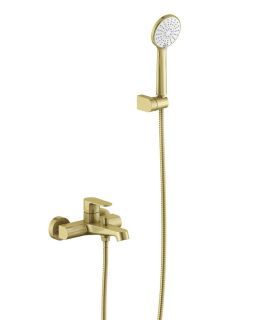 Смеситель для ванны с душевым набором Aquatek Оберон AQ1249BG шлифованное золото