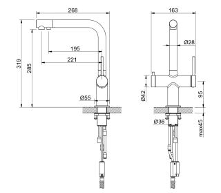 Смеситель для кухни Aquatek Европа AQ1385BGM с подключением к фильтру питьевой воды шлифованный чёрный хром
