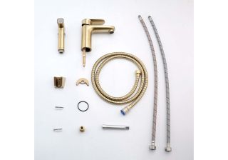 Смеситель для раковины с гигиеническим душем Aquatek Ника AQ1812BG золото