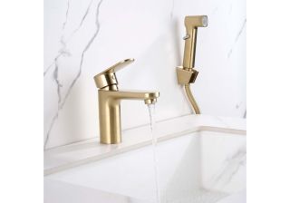 Смеситель для раковины с гигиеническим душем Aquatek Ника AQ1812BG золото