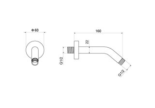 Держатель верхнего душа Aquatek AQ2173MB настенный 160 мм