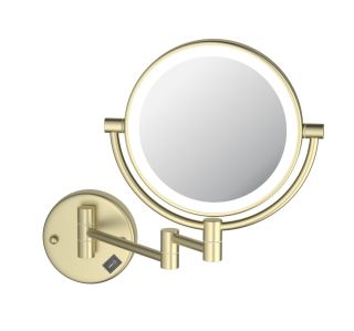 Зеркало косметическое настенное Aquatek AQ4912BG с подсветкой 5х шлифованное золото