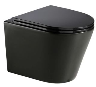 Подвесной унитаз AQUAme AQM2001MB с крышкой-сиденьем чёрный матовый