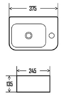 Раковина AQUAme AQM5006R правая 37см белый глянцевый