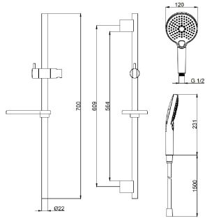 Душевой гарнитур AQUAme AQM8101BG с мыльницей шлифованное золото