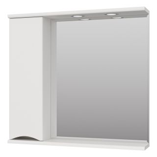 Зеркальный шкаф с подсветкой Misty Атлантик левый 80см белый