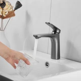 Смеситель для раковины Shevanik S8501T оружейная сталь