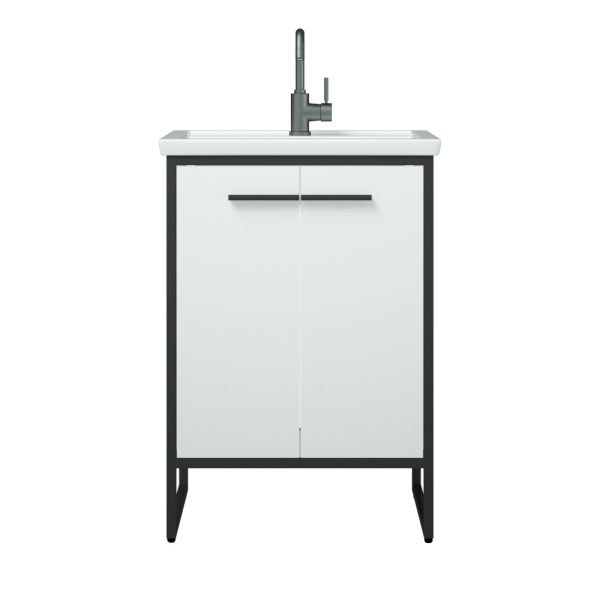 Тумба под раковину Corozo Айрон 60см белый/чёрный SD-00000399
