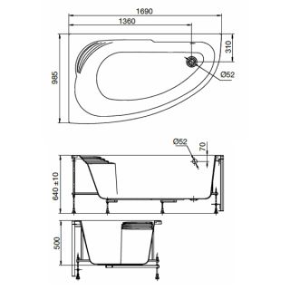 Акриловая ванна Roca Merida 170х100 ZRU9302992 левая