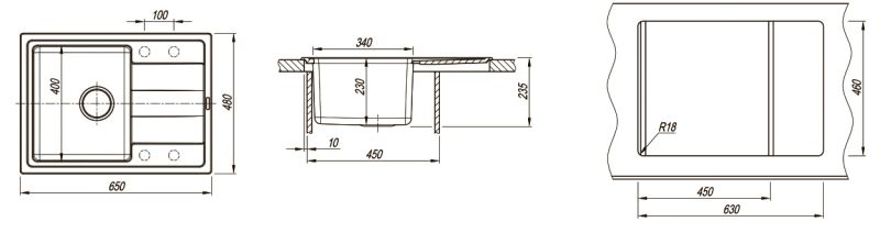Кухонная мойка Florentina Комби 650 серый шёлк