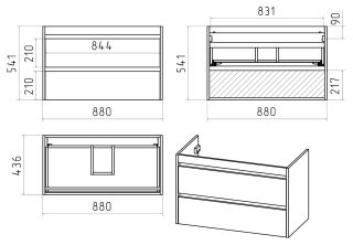 Подвесная тумба под раковину Brevita Balaton BAL-06090-01-01П2Я 90см белый