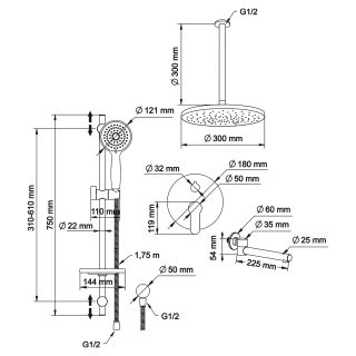 Душевой комплект Swedbe Platta 5543 хром