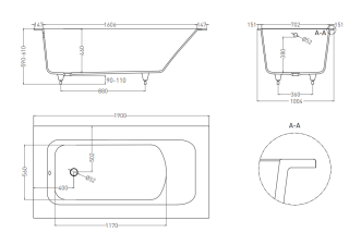 Ванна из искусственного камня Salini Orlanda Plus Kit S-Sense 102114MRF 190x100см RAL полностью