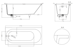 Ванна из искусственного камня Salini Ornella S-Sense 102312GRF 180x80см RAL полностью
