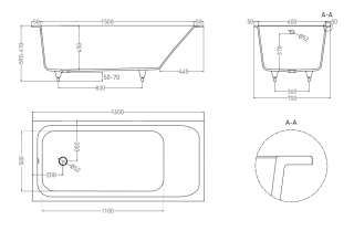 Ванна из искусственного камня Salini Orlanda S-Stone 102025MRH 160x70см RAL снаружи