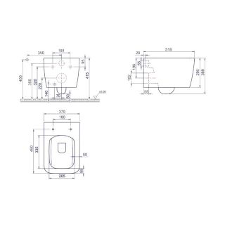 Подвесной унитаз Boheme Zen с функцией биде белый глянец 967-2