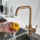 Смеситель для кухни Shevanik S228G с подключением фильтра золотой сатин