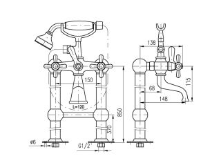 Смеситель для ванны Rav Slezak Morava Retro MK159.5/2CMATSM черный
