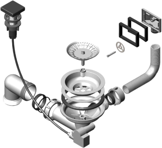 Выпуск для мойки Alveus 1127135 с вертикальным переливом POP UP BRONZE