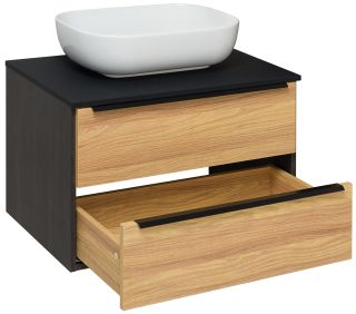 Тумба под раковину Runo подвесная дуб черный (под умывальник Moduo Square 50/ Гамма 56/ Infinity 70/ Moduo Leaf 55 ) Мальта 70 (00-00001097)