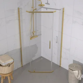 Душевой уголок Triton Дека -Голд  Щ0000073927 90x90 см профиль золото стекло прозрачное