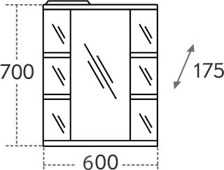 Зеркальный шкаф СанТа Герда 101041 60см фацет белый
