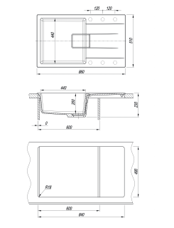 Кухонная мойка Florentina Ривьера 860 грей