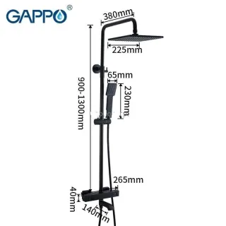 Душевая стойка Gappo G2491-6 с термостатом чёрный
