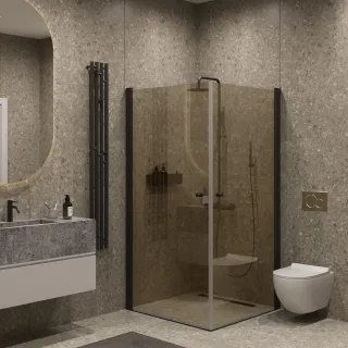 Душевой уголок на монопетле by Deonria U-80-79-6-BR-B3 80x79см чёрный/бронза