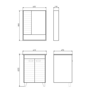 Comforty Зеркало Клеон 60 см белый/дуб дымчатый 00-00002045