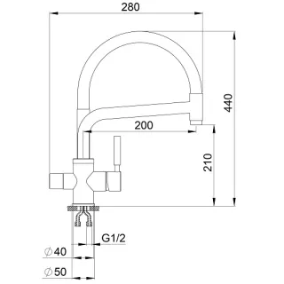 Смеситель для кухни Granula 0075, ТУРМАЛИН турмалин