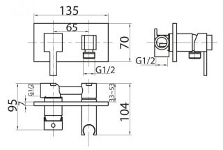 Смеситель для душа и гигиенического душа со штуцером с держателем, хром Cezares CZR-DA6-01