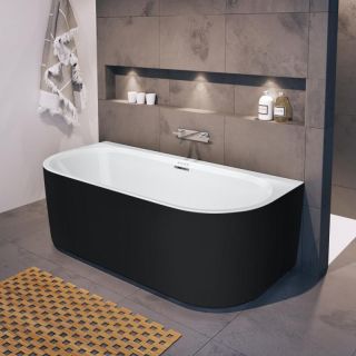 Акриловая ванна Riho Desire Back2Wall Velvet Sparkle System LED B089004220 180x84см с аэромассажем и подсветкой чёрный матовый/белый матовый