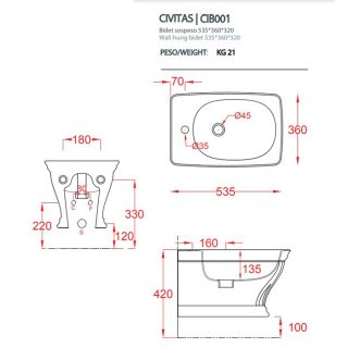 Биде Artceram Civitas CIB001 02 00 шампань