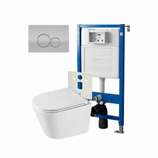 Комплект унитаза с инсталляцией Point Элемент PN48295SC с сиденьем Микролифт