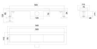 Душевой лоток РМС ТЛ-03-50х7 50см нержавеющая сталь