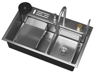 Кухонная мойка многофункц. DQ нерж.сталь сатин в комплекте со смесителем и аксессуарами (DKS754604)