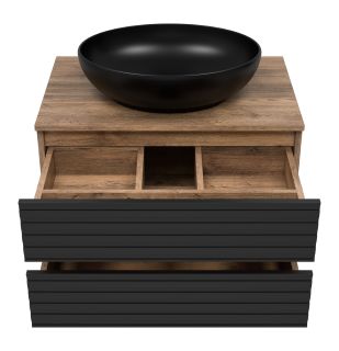 Подвесная тумба под раковину Brevita Dakota DAK-09070-19/02-2Я 70см дуб Галифакс олово/чёрный