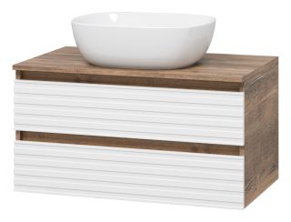 Подвесная тумба под раковину Brevita Dakota DAK-09080-19/01-2Я 80см дуб Галифакс олово/белый