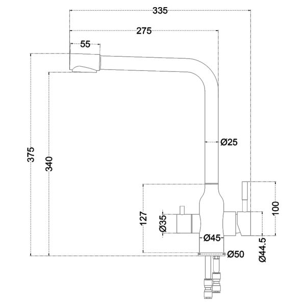 Смеситель для кухни Melana Stello MELANA -610304PVD-B с переключателем на фильтр графит