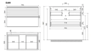 Подвесная тумба под раковину Sancos Delta DL80W 80см дуб светлый/белый