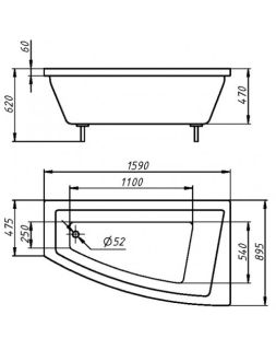 Ванна из искусственного камня Фэма Стиль Доминика 160x90 см