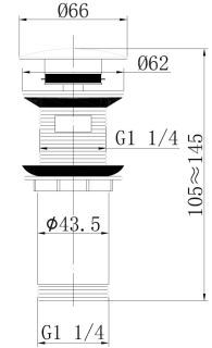 Донный клапан с переливом ABBER чёрный матовый AF0010B