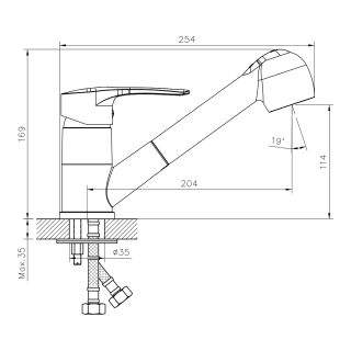 Смеситель для кухни Decoroom с выдвижным изливом хром DR70023