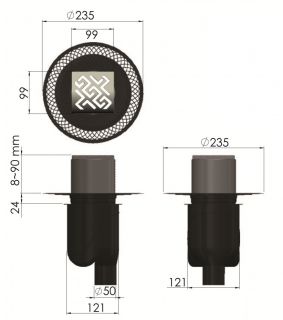 Душевой трап Berges Platz Antik 091060 10см хром глянец