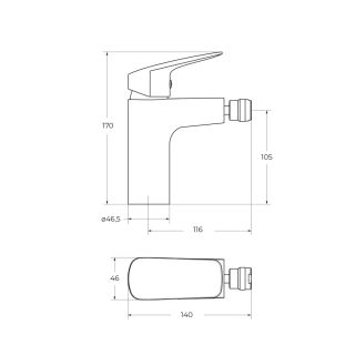 Смеситель для биде без донного клапана BelBagno DUE-BD-CRM-W0