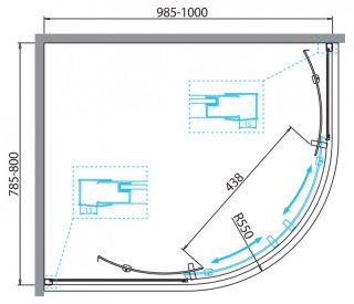 Душевой уголок BelBagno DUE 100x80см хром DUE-RH-2-100/80-C-Cr